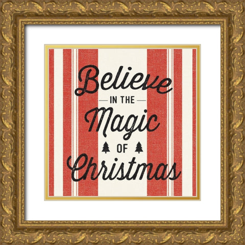 Heartland Holiday IV v2 Red Gold Ornate Wood Framed Art Print with Double Matting by Wild Apple Portfolio