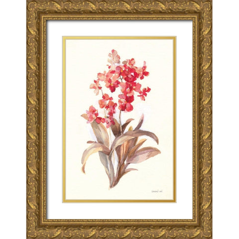 Autumn Orchid I Gold Ornate Wood Framed Art Print with Double Matting by Nai, Danhui