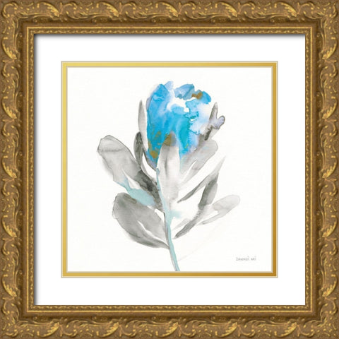 Spirit Flower I Blue Crop Gold Ornate Wood Framed Art Print with Double Matting by Nai, Danhui