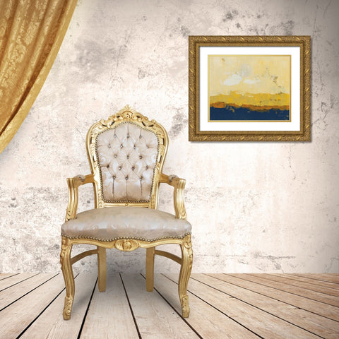 Golden Hour Navy Gold Ornate Wood Framed Art Print with Double Matting by Munger, Pamela