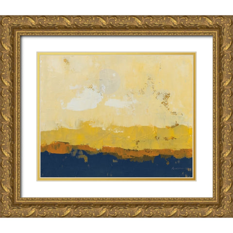 Golden Hour Navy Gold Ornate Wood Framed Art Print with Double Matting by Munger, Pamela