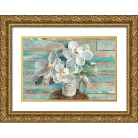 Sophies Magnolia Gold Ornate Wood Framed Art Print with Double Matting by Nai, Danhui