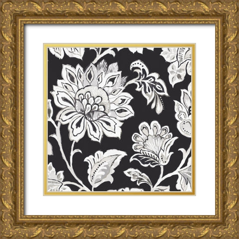 Ceylon Gardens III BW Gold Ornate Wood Framed Art Print with Double Matting by Wild Apple Portfolio