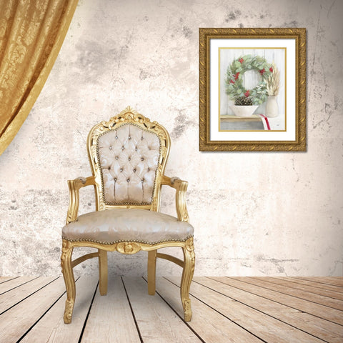 Natural Christmas I Gold Ornate Wood Framed Art Print with Double Matting by Purinton, Julia