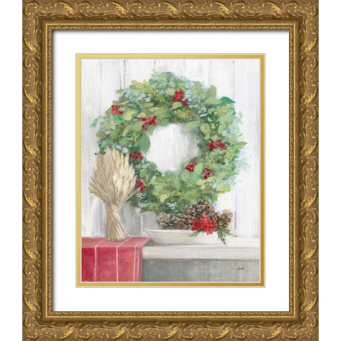 Natural Christmas II Gold Ornate Wood Framed Art Print with Double Matting by Purinton, Julia