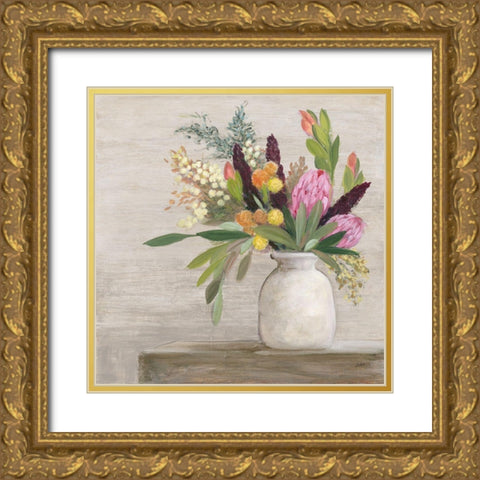 Protea Still Life I Gold Ornate Wood Framed Art Print with Double Matting by Purinton, Julia