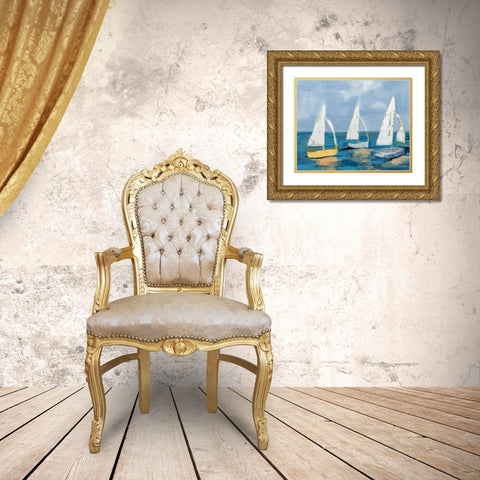 Sail Away Gold Ornate Wood Framed Art Print with Double Matting by Munger, Pamela