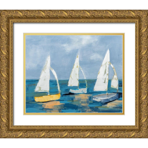 Sail Away Gold Ornate Wood Framed Art Print with Double Matting by Munger, Pamela