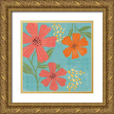 Mod Floral II No Lines Gold Ornate Wood Framed Art Print with Double Matting by Charron, Veronique
