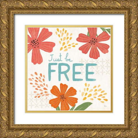 Mod Floral IV No Lines Gold Ornate Wood Framed Art Print with Double Matting by Charron, Veronique