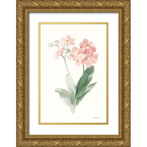Spring Orchid II Gold Ornate Wood Framed Art Print with Double Matting by Nai, Danhui