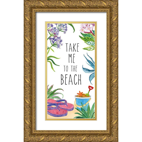 Tropical Home V on White Gold Ornate Wood Framed Art Print with Double Matting by Zaman, Farida