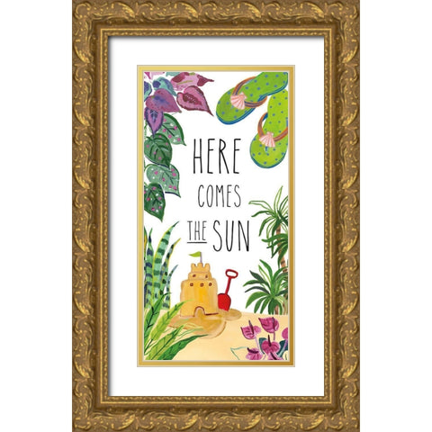 Tropical Home VI on White Gold Ornate Wood Framed Art Print with Double Matting by Zaman, Farida