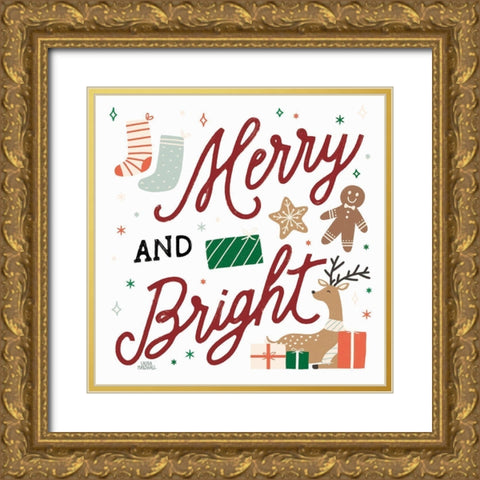 Reindeer Holiday VI RG Gold Ornate Wood Framed Art Print with Double Matting by Marshall, Laura