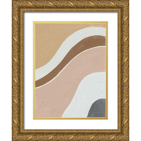 Flowing II Neutral Gold Ornate Wood Framed Art Print with Double Matting by Nai, Danhui