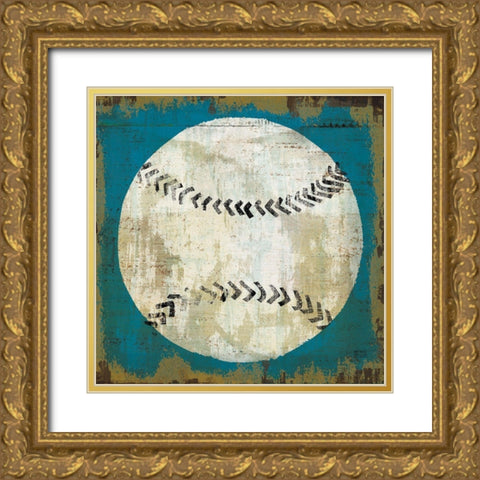 Ball I Blue No Words Gold Ornate Wood Framed Art Print with Double Matting by Mullan, Michael