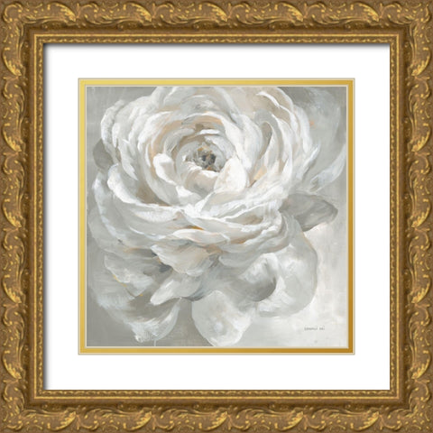 White Rose Gold Ornate Wood Framed Art Print with Double Matting by Nai, Danhui