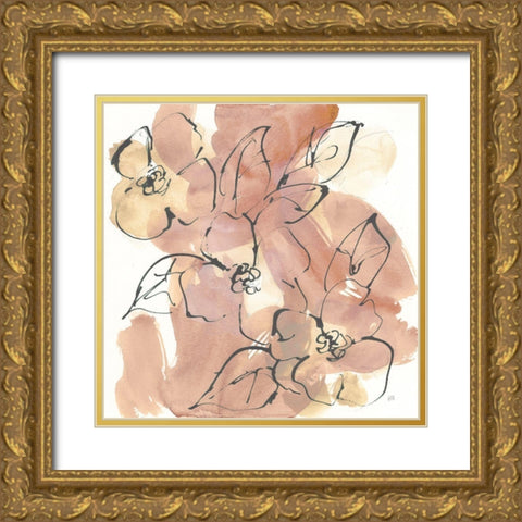 Cashmere Flora II Gold Ornate Wood Framed Art Print with Double Matting by Paschke, Chris