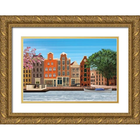 Amsterdam Gold Ornate Wood Framed Art Print with Double Matting by Escalante, Omar