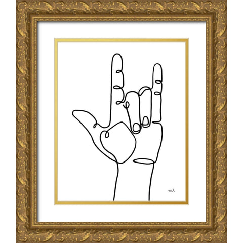 Love Sign Gold Ornate Wood Framed Art Print with Double Matting by Hershey, Moira