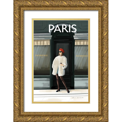 Girl in Paris II Gold Ornate Wood Framed Art Print with Double Matting by Escalante, Omar