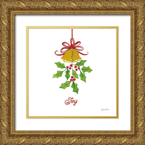 Holiday Holly Gold Ornate Wood Framed Art Print with Double Matting by Zaman, Farida