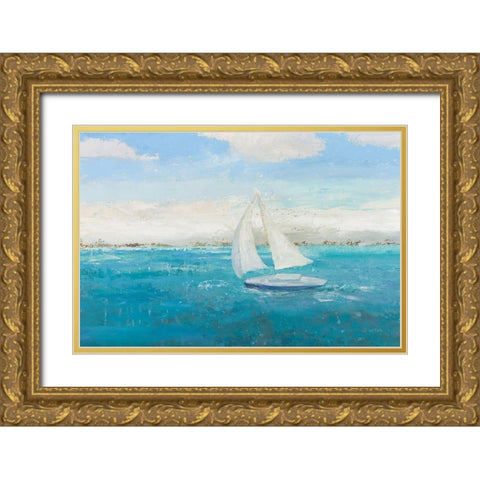 Sailing Into the Blue Gold Ornate Wood Framed Art Print with Double Matting by Wiens, James