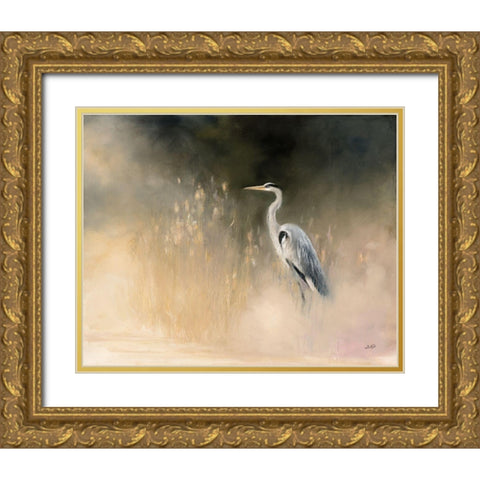 Peaceful Egret Gold Ornate Wood Framed Art Print with Double Matting by Purinton, Julia