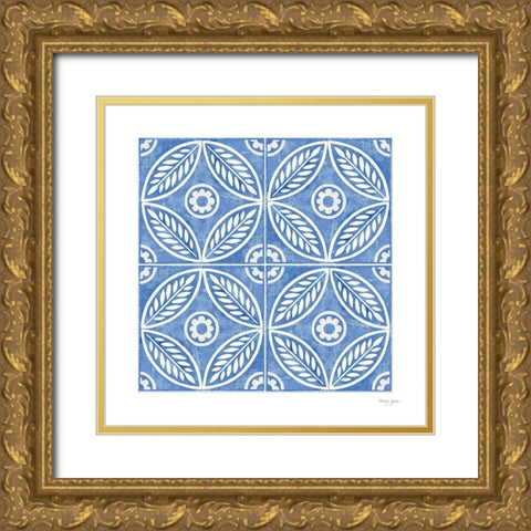 Artisan Tile XIII Gold Ornate Wood Framed Art Print with Double Matting by Green, Nancy