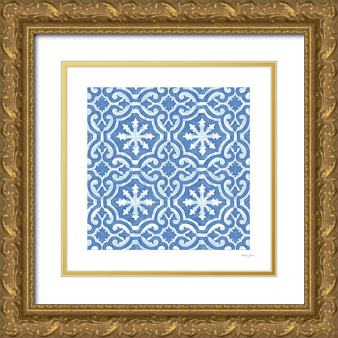 Artisan Tile XVI Gold Ornate Wood Framed Art Print with Double Matting by Green, Nancy