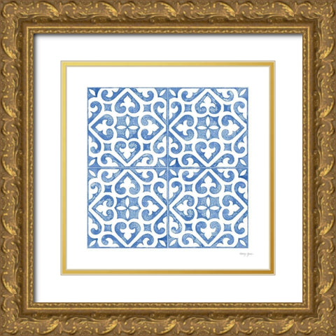 Artisan Tile XXX Gold Ornate Wood Framed Art Print with Double Matting by Green, Nancy