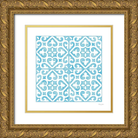 Artisan Tile XXXI Gold Ornate Wood Framed Art Print with Double Matting by Green, Nancy