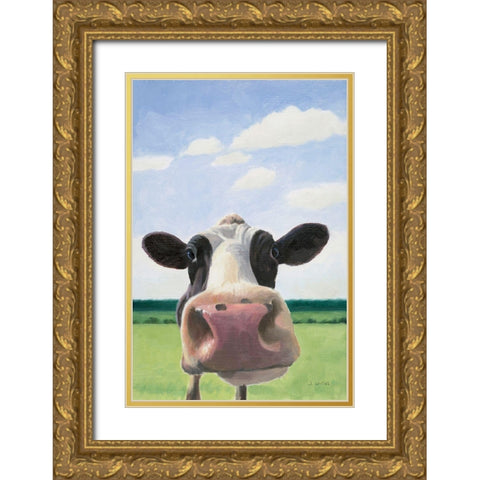 Funny Cow Gold Ornate Wood Framed Art Print with Double Matting by Wiens, James