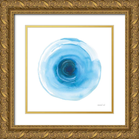 Center of Blue I Gold Ornate Wood Framed Art Print with Double Matting by Nai, Danhui