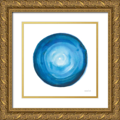 Center of Blue II Gold Ornate Wood Framed Art Print with Double Matting by Nai, Danhui