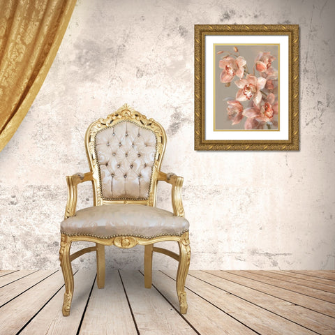 Delicate Orchid II Gold Ornate Wood Framed Art Print with Double Matting by Nai, Danhui