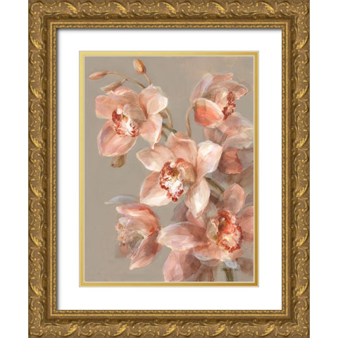 Delicate Orchid II Gold Ornate Wood Framed Art Print with Double Matting by Nai, Danhui