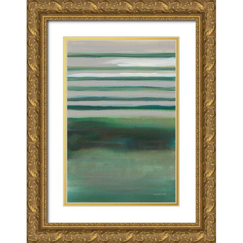 Study in Green II Gold Ornate Wood Framed Art Print with Double Matting by Nai, Danhui