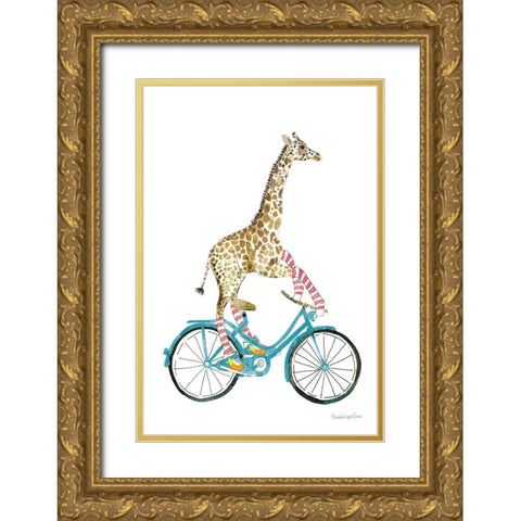 Giraffe Joy Ride I No Balloons Gold Ornate Wood Framed Art Print with Double Matting by Charro, Mercedes Lopez
