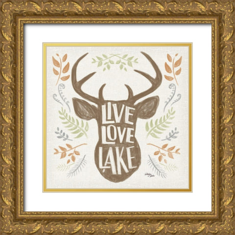 Lake Life III Green Gold Ornate Wood Framed Art Print with Double Matting by Wellington Studio