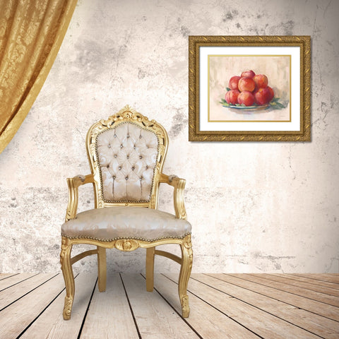 Ripe Peaches Gold Ornate Wood Framed Art Print with Double Matting by Rowan, Carol