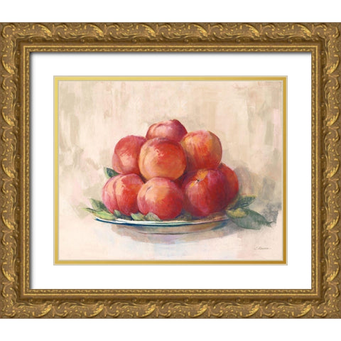 Ripe Peaches Gold Ornate Wood Framed Art Print with Double Matting by Rowan, Carol