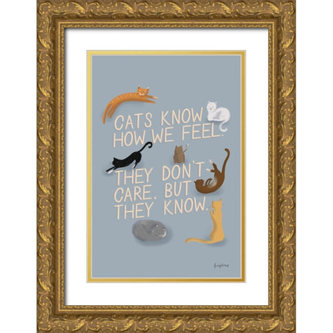 Ode to Cats Dark Gold Ornate Wood Framed Art Print with Double Matting by Thorns, Becky