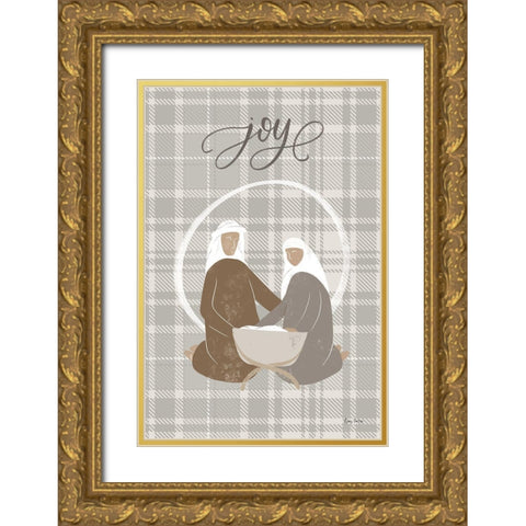 Nativity II Joy Gold Ornate Wood Framed Art Print with Double Matting by Thorns, Becky