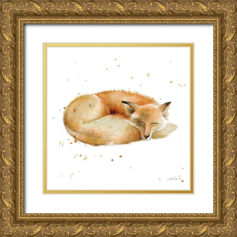 Sleeping Fox Gold Ornate Wood Framed Art Print with Double Matting by Pete, Katrina
