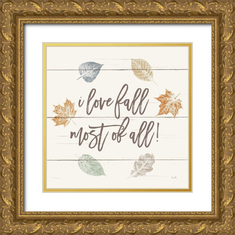 Harvest Sentiments Sign I Light Gold Ornate Wood Framed Art Print with Double Matting by Hershey, Moira