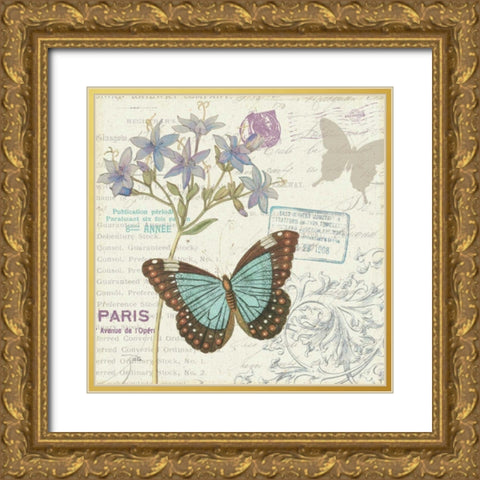 Papillon Tales II Gold Ornate Wood Framed Art Print with Double Matting by Pela Studio