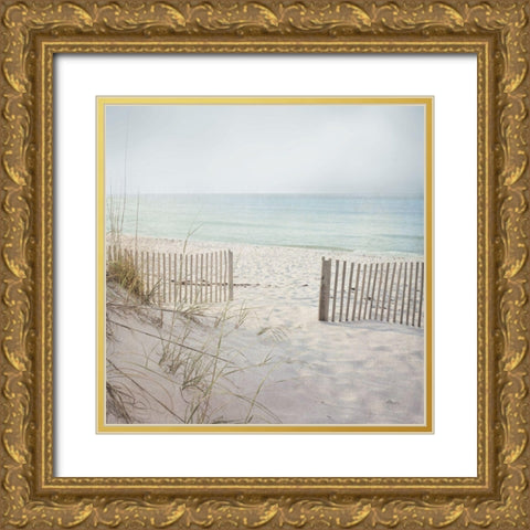 Beach Fence Gold Ornate Wood Framed Art Print with Double Matting by Pela Studio