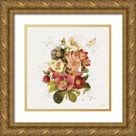 Vintage Petals VIII Gold Ornate Wood Framed Art Print with Double Matting by Pertiet, Katie