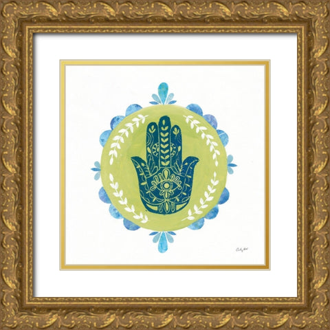 Hamsa Mandala II Gold Ornate Wood Framed Art Print with Double Matting by Prahl, Courtney